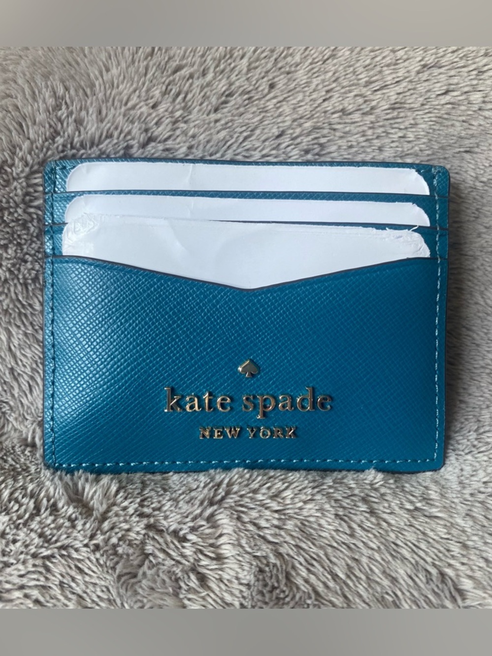 NWT Kate Spade Staci Dark Peacock Leather Saffiano Small Card Holder